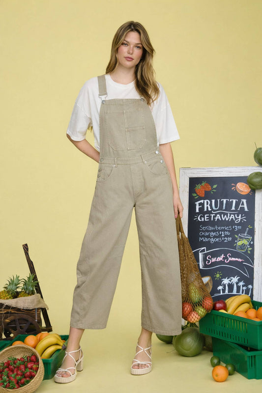 Easy Days Wide Leg Cropped Overalls