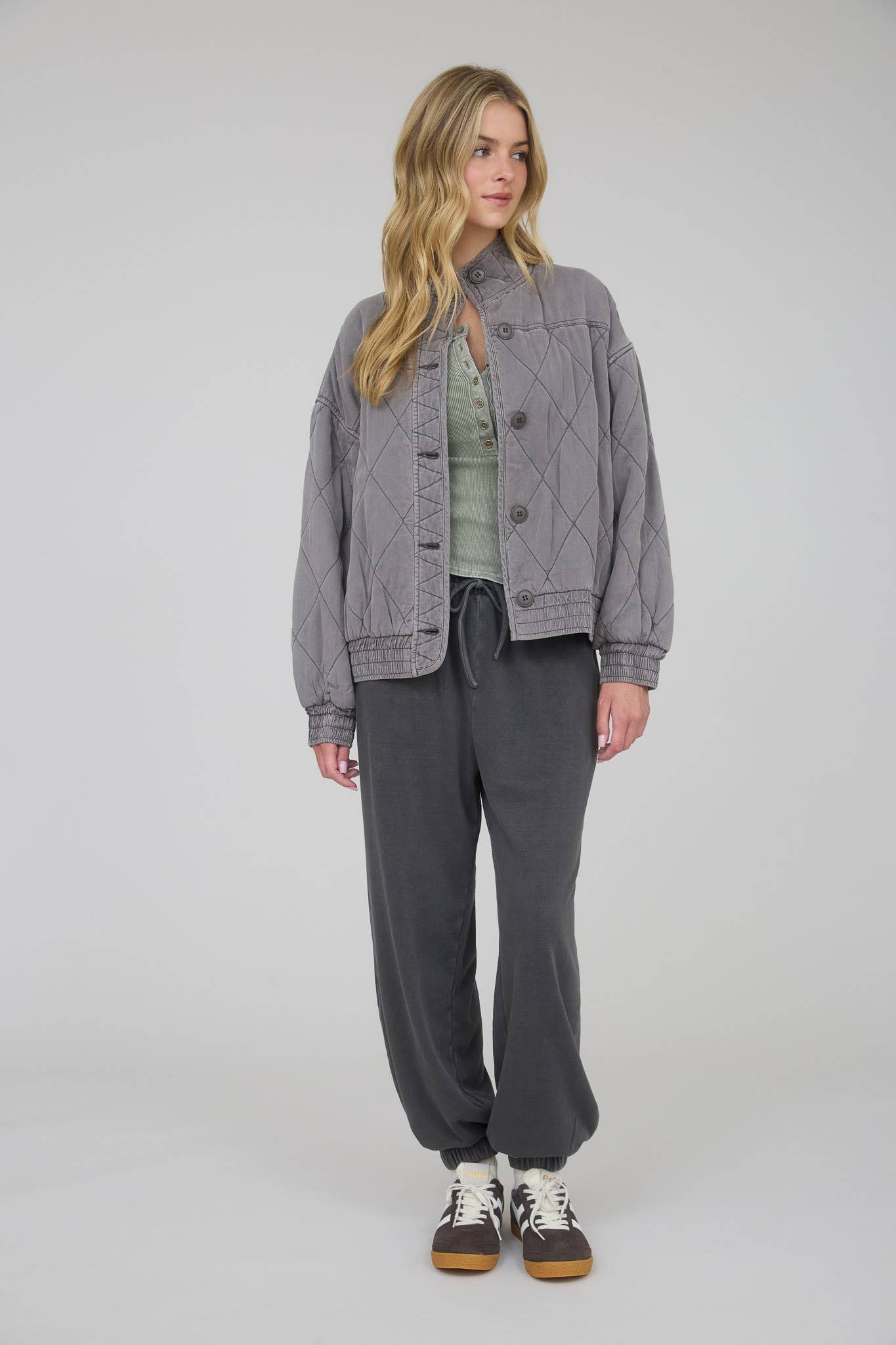 Morning Fog Mineral Washed Quilted Jacket
