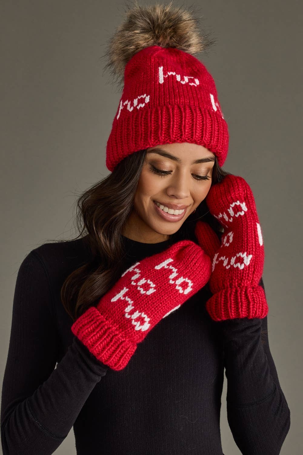 Red & White Ho Ho Ho Pom Hat