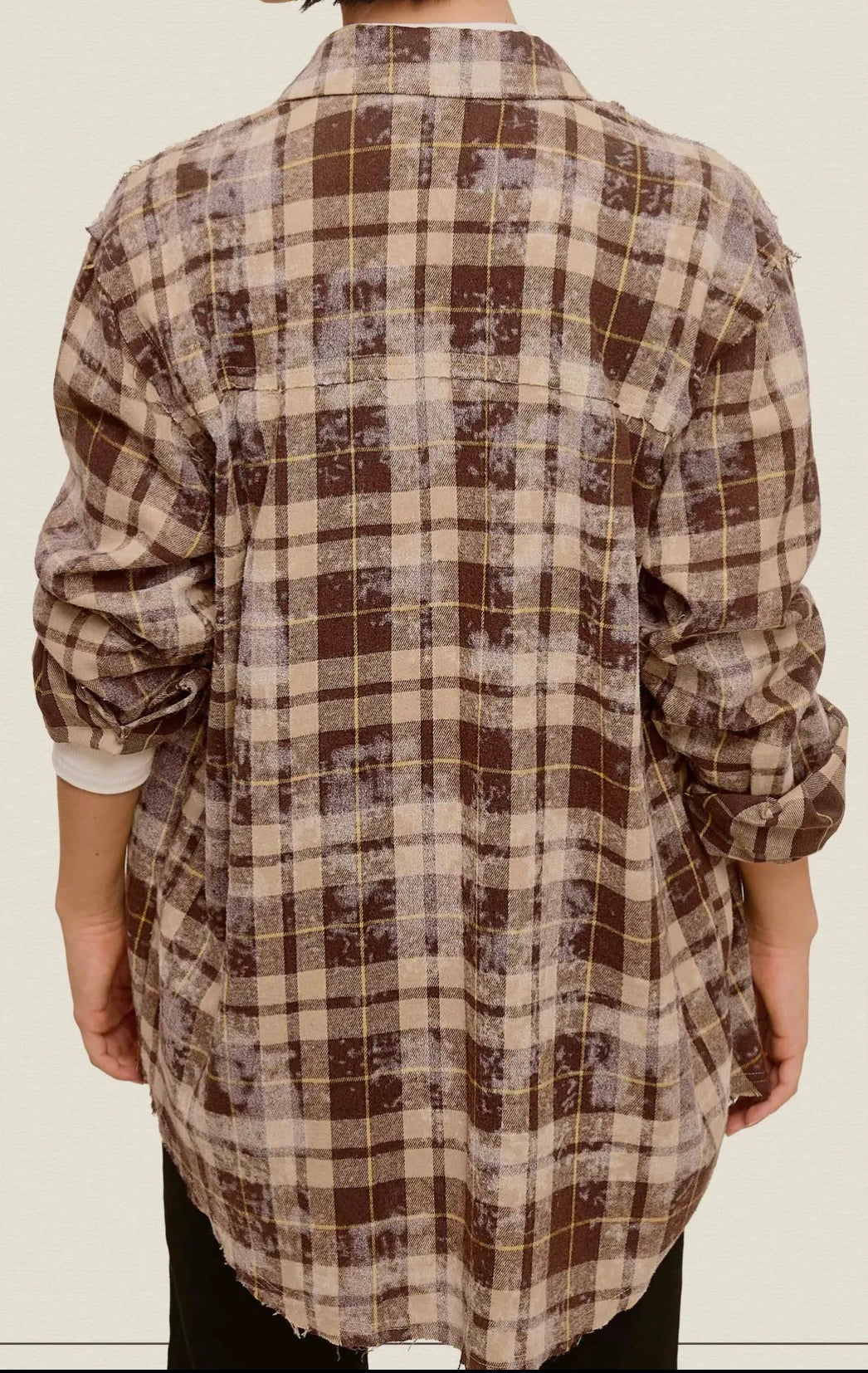 Butter Pecan Acid Washed Plaid Shirt