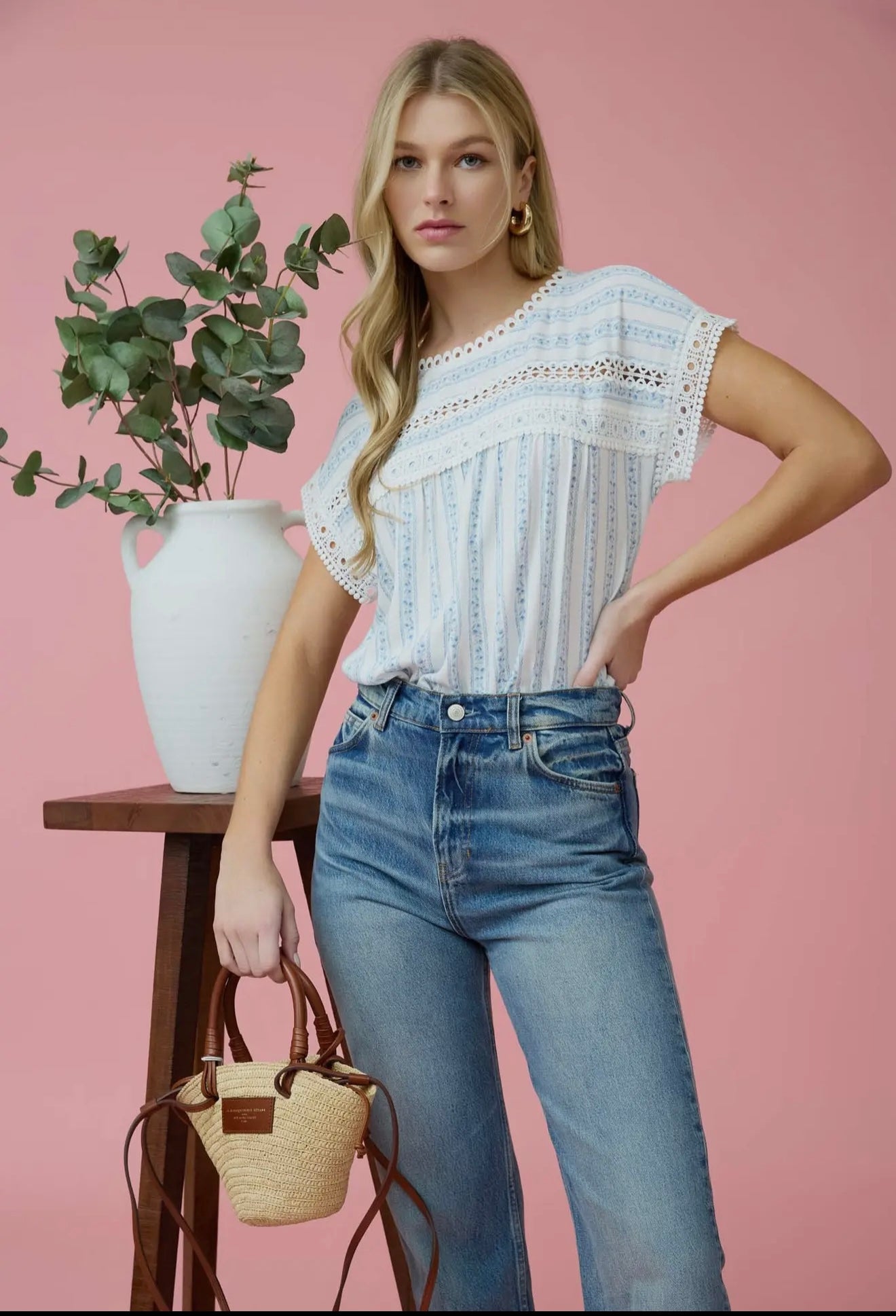 Fresh Blooms Lace Trim top