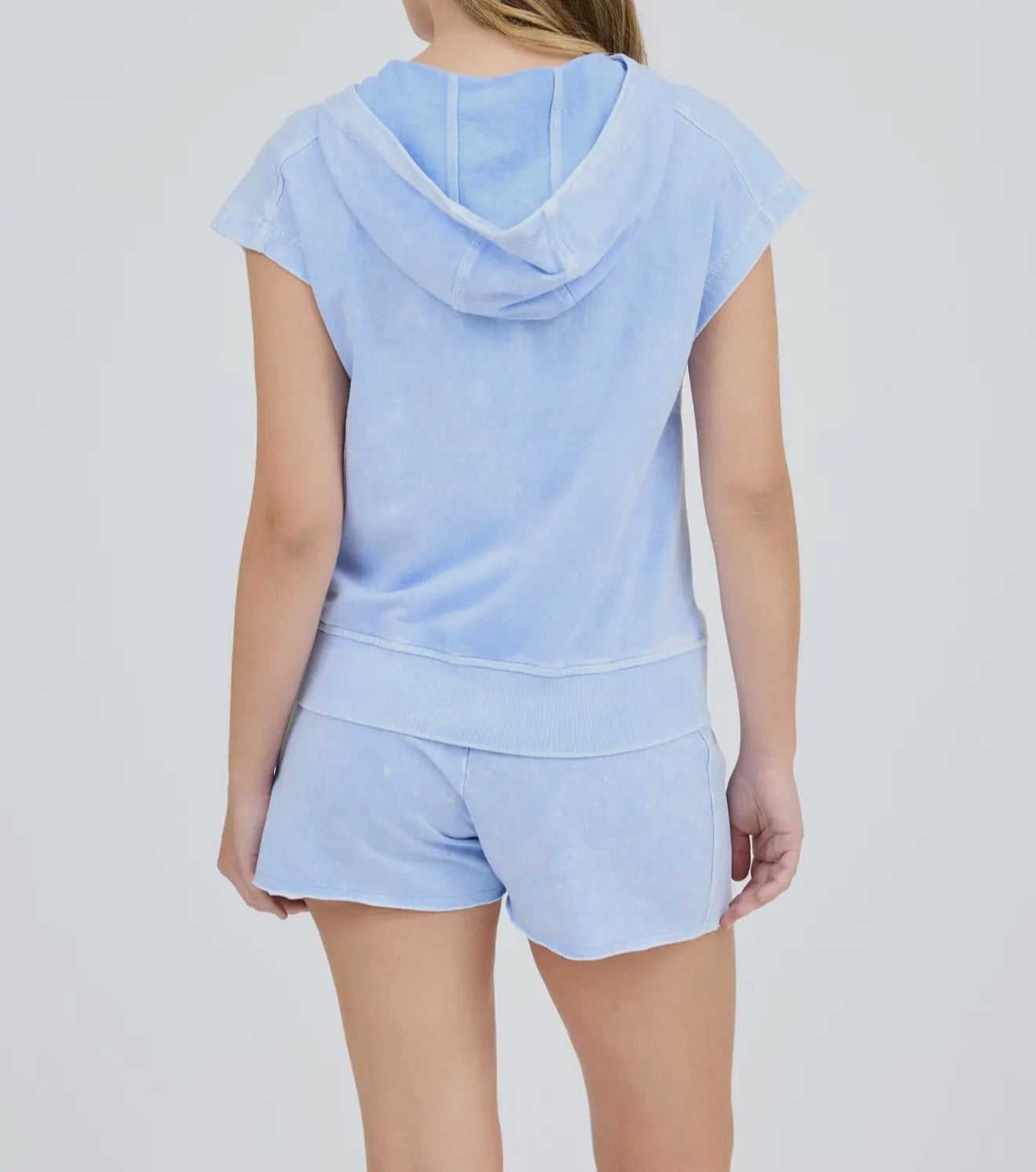 Fun and Games Mineral Washed Hooded Half Zip Top