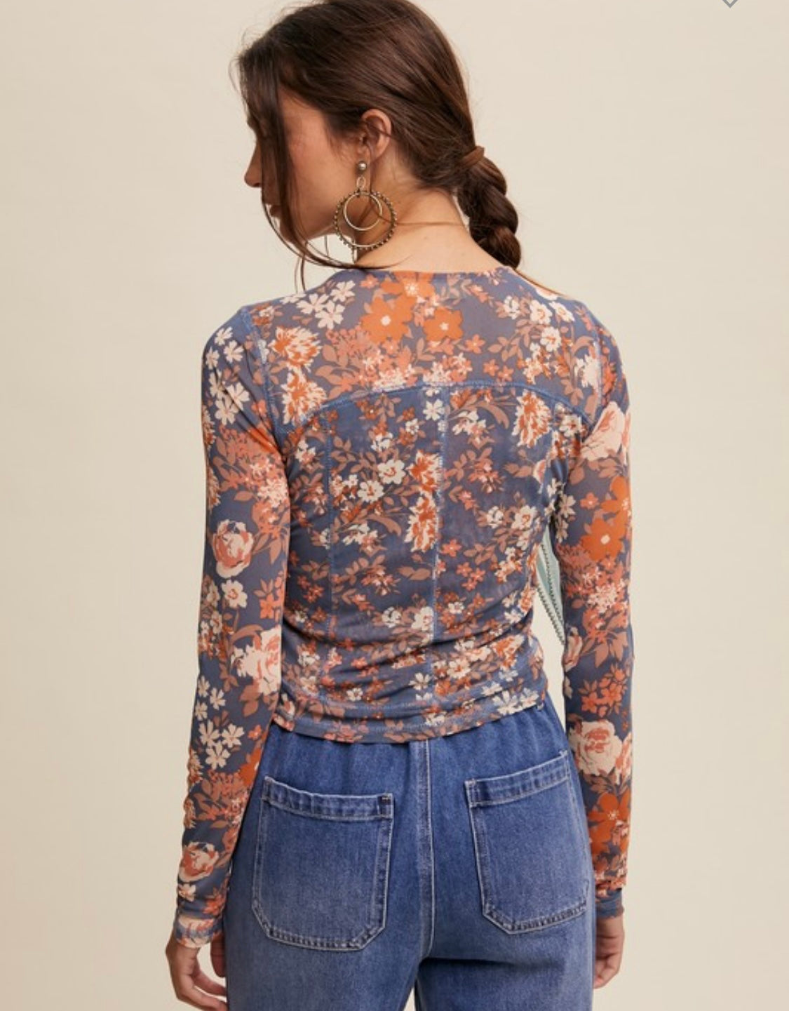Flirting With Fall Floral Print Layering Mesh Top
