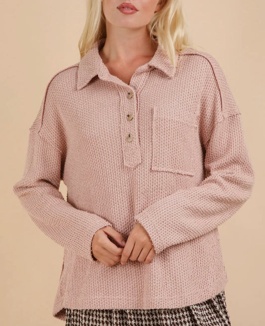 Pretty in Pink Henley Top