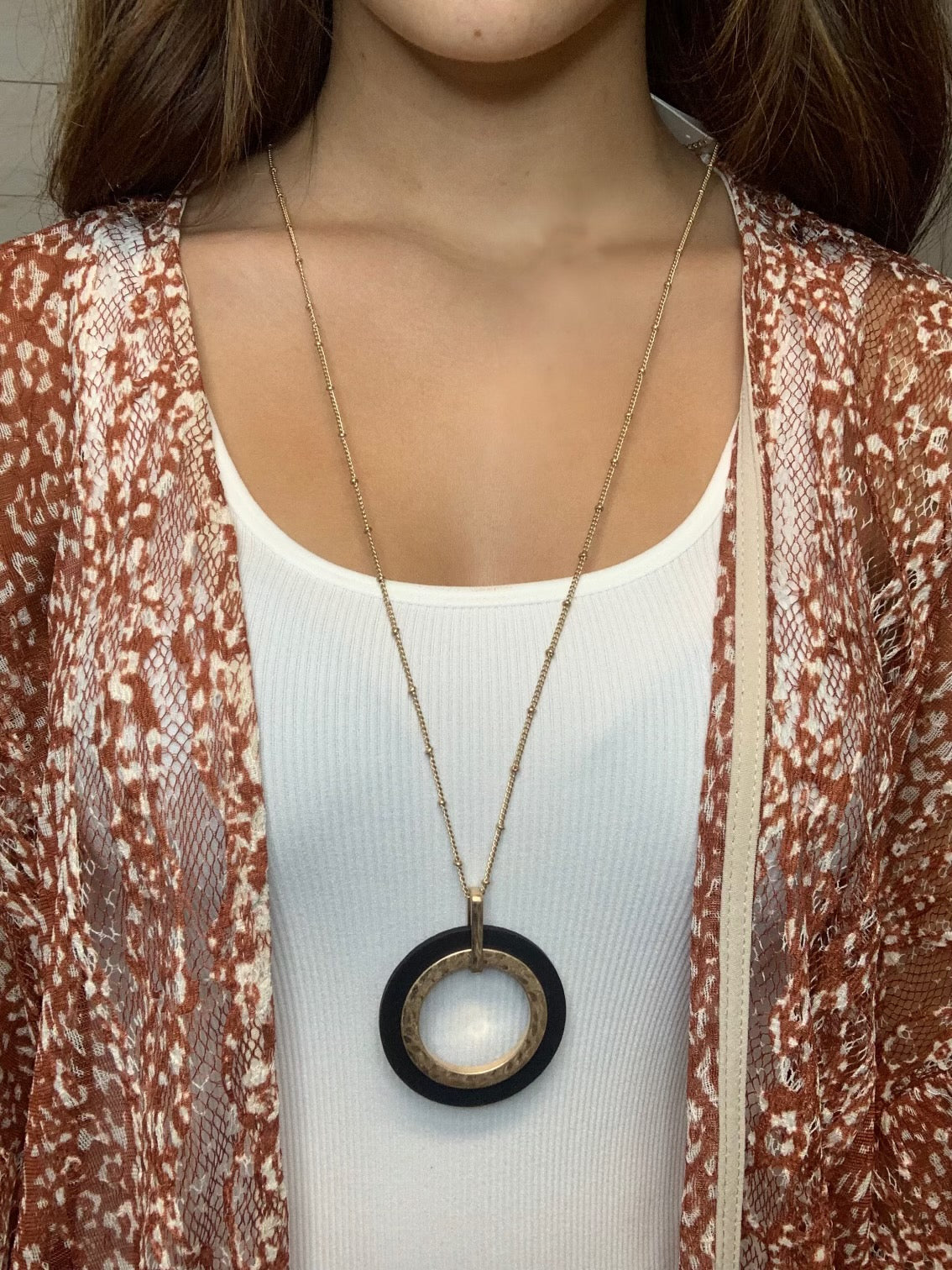 Circle Wooden Pendant Necklace
