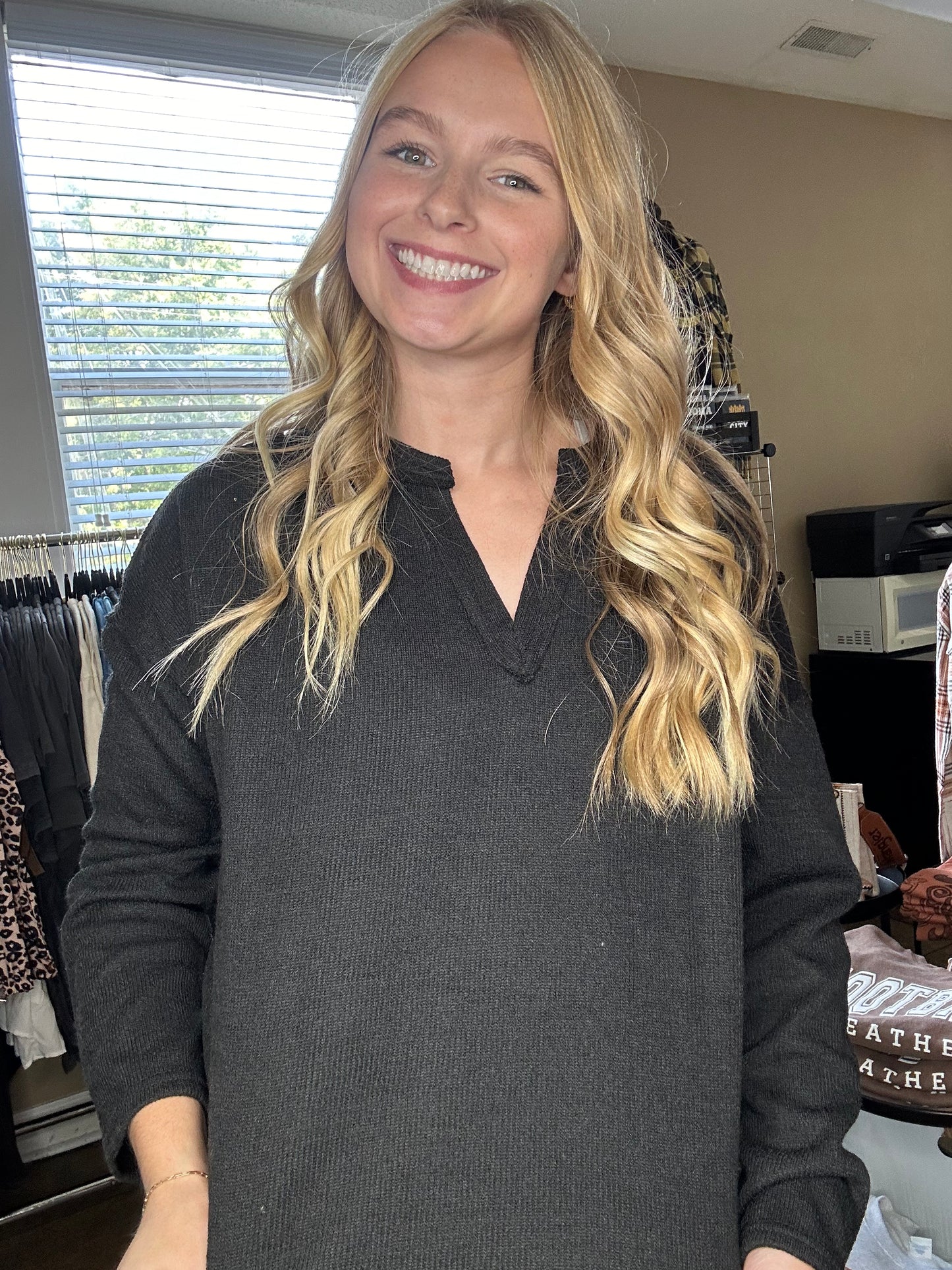 Basically Effortless Solid Notch Neck Top