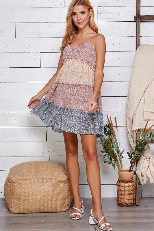 Patch Perfect Tiered Mini Dress