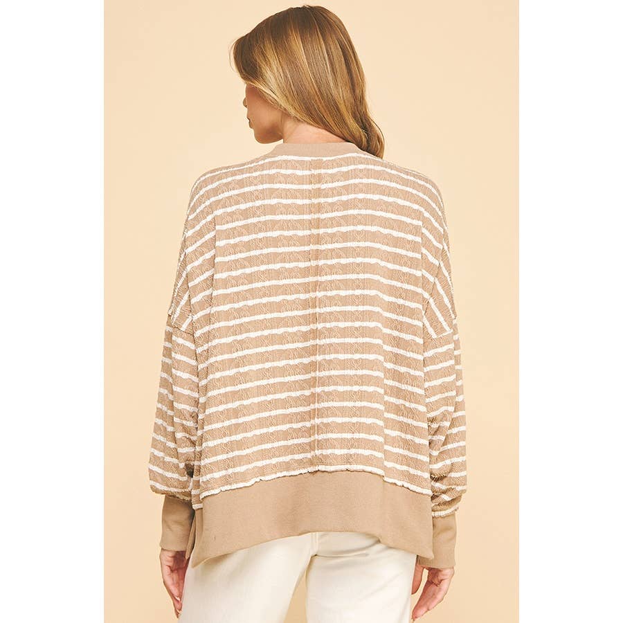 Between the Lines Textured Striped Pullover Top