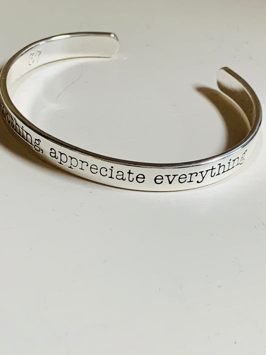 Expect nothing, appreciate everything bracelet