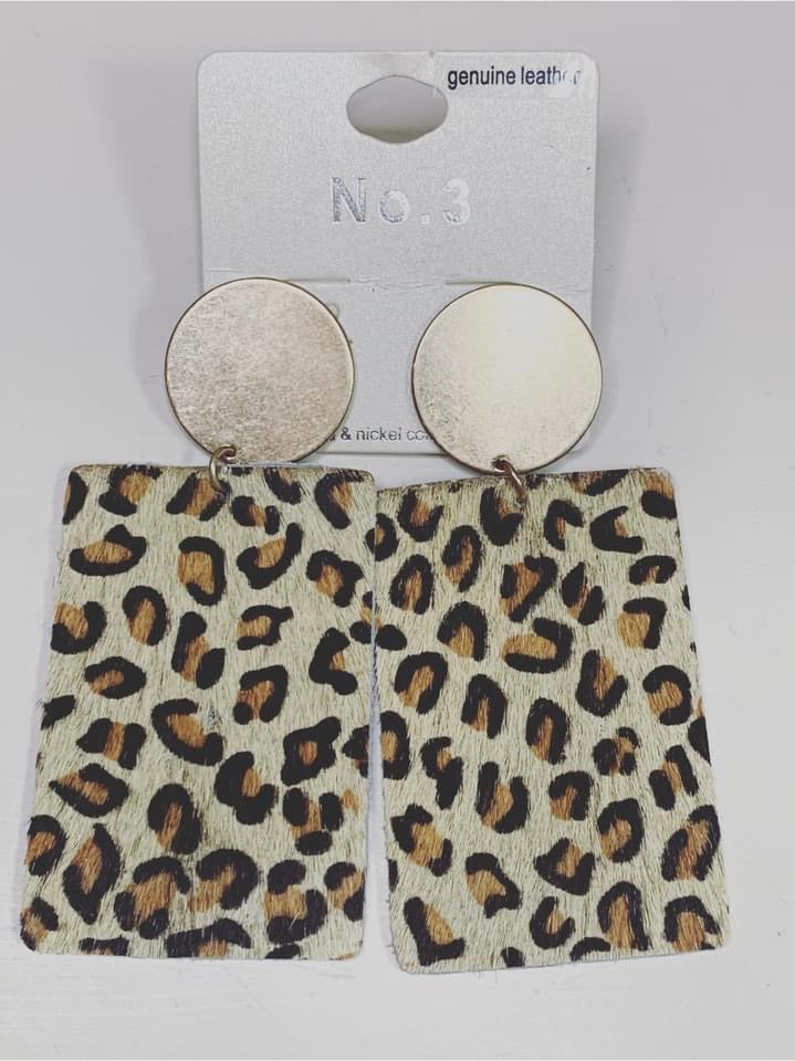 Leopard Rectangular Earrings