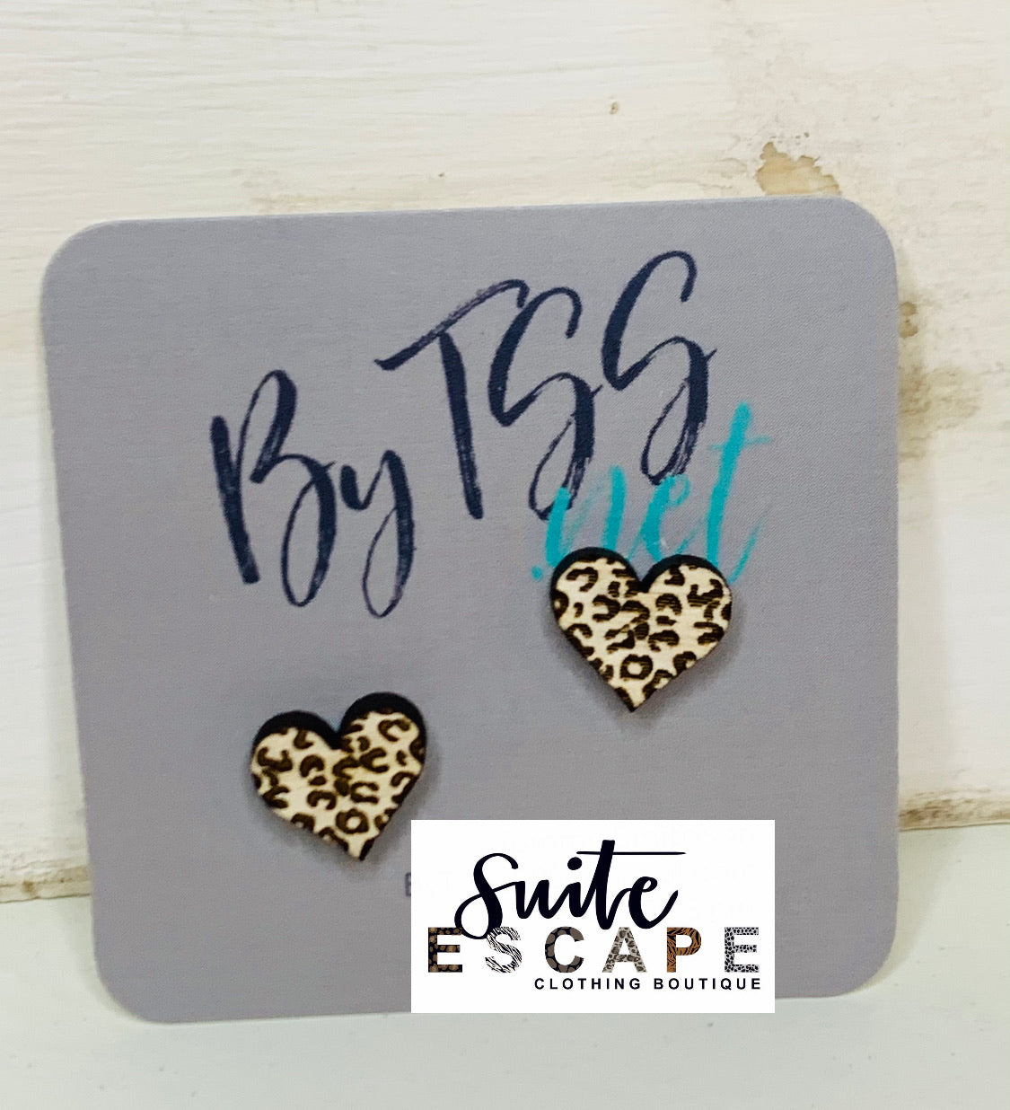 Cheetah Heart Stud Earrings