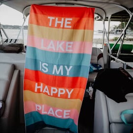 Lake is my Happy Place Beach Towel