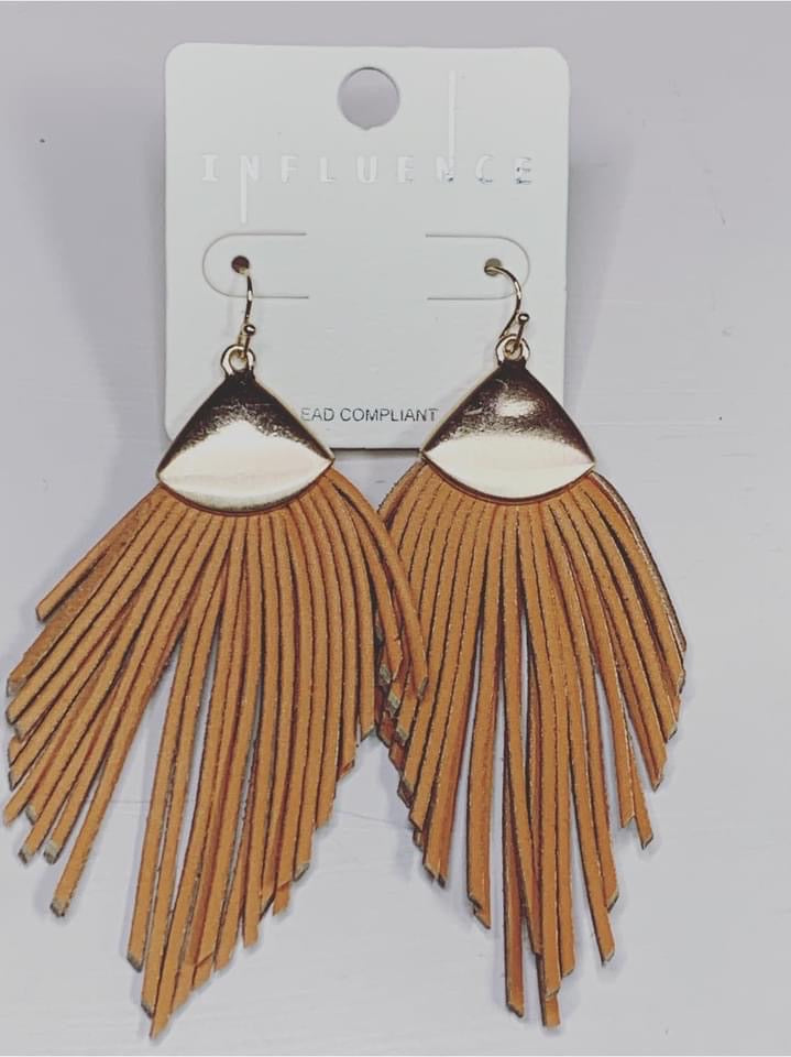 Camel Fringe Earrings