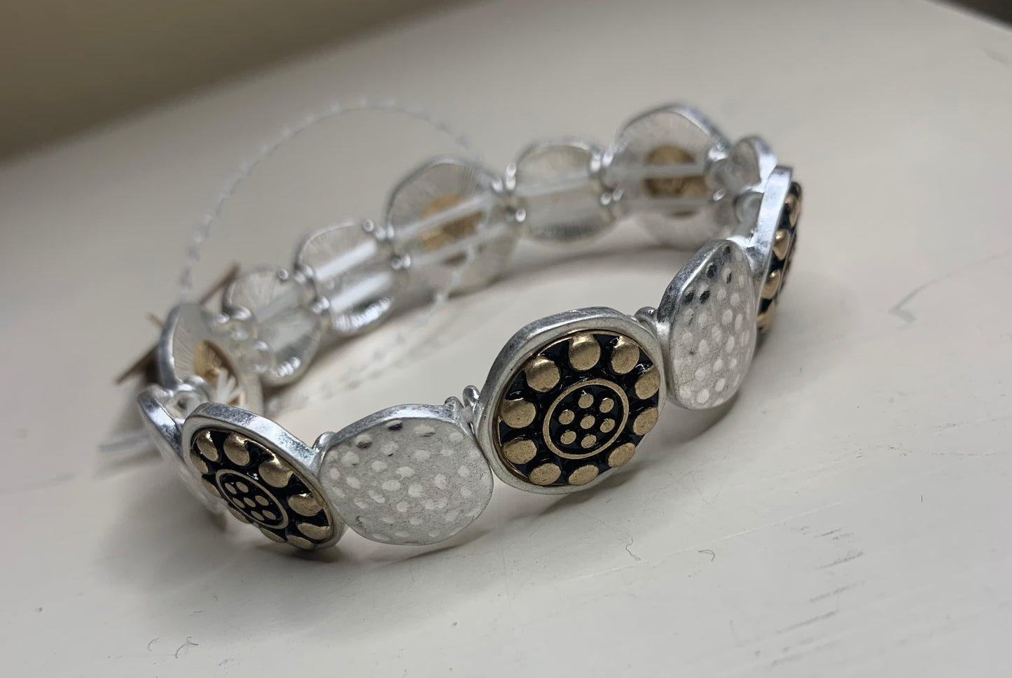 Silver Bracelet W/Gold Detail