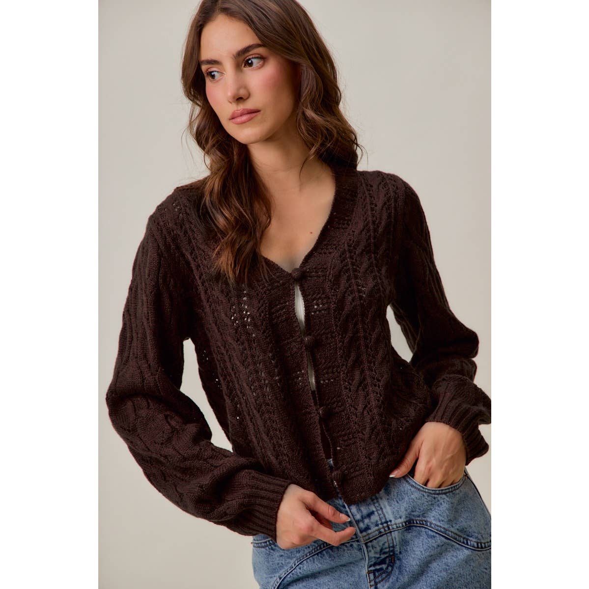 SWEATER WEAVING CARDIGAN TOP