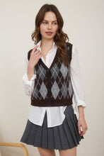 Load image into Gallery viewer, Plaid &amp; Proper Argyle Pattern  Button Down Knit Cardigan Vest