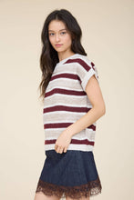 Load image into Gallery viewer, MARLED STRIPE RAW EDGE KNIT Sweater
