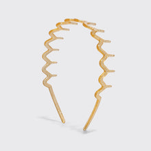Load image into Gallery viewer, Recycled Plastic Zigzag Headbands 2pc Set - Gold &amp; Red