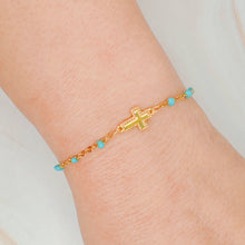 Load image into Gallery viewer, Dainty Color Dots Chain Cross Bracelet