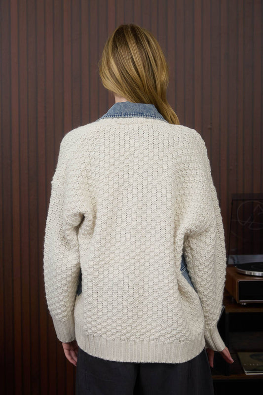 Trace of Denim Cable Knit Jacket