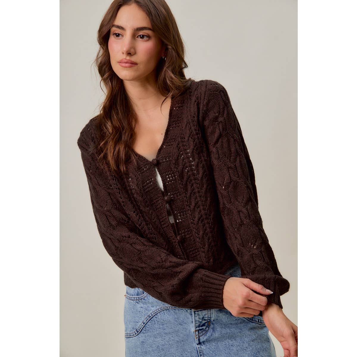 SWEATER WEAVING CARDIGAN TOP