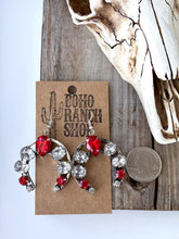 Load image into Gallery viewer, Glass Stone Squash Blossom Western Earrings
