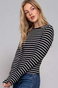 Stripes & Vibes Long Sleeve Striped Knit Top