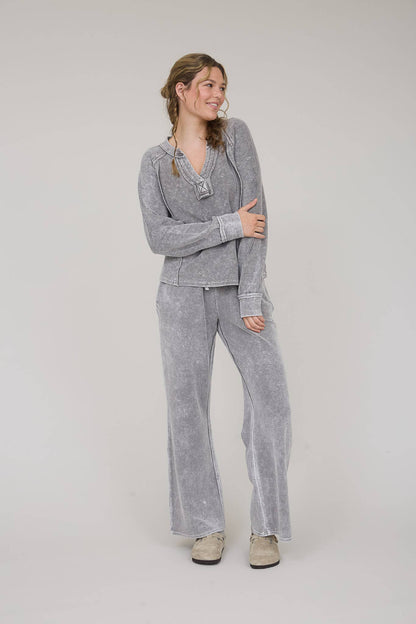 In My Comfy Era Mineral Washed High Waist Drawstring Lounge Pants