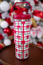 Load image into Gallery viewer, Merry Little Bow Plaid Travel Tumbler