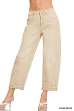 Load image into Gallery viewer, Splash of Color Barrel-Leg Cropped Denim Pants