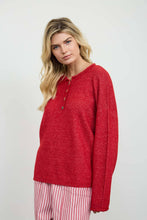 Load image into Gallery viewer, NOVELTY HOLIDAY BUTTON HENLEY PULLOVER SWEATER