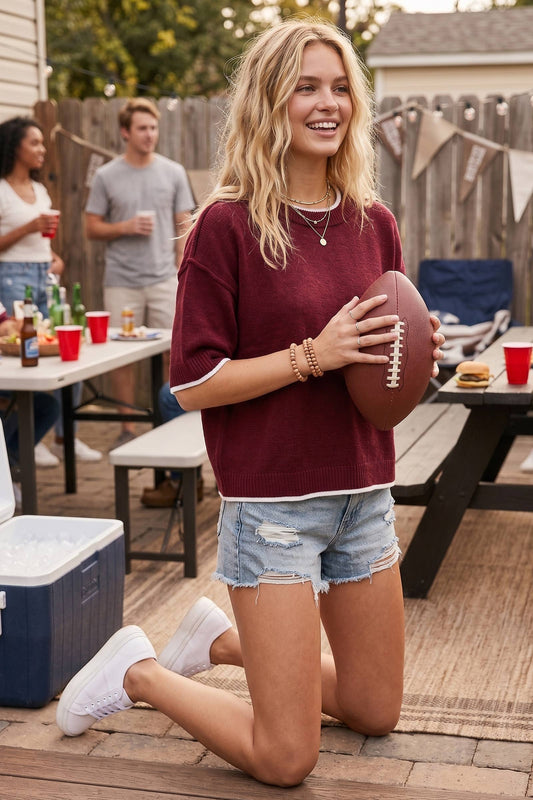 Easy Going Oversized Contrast Sweater Top