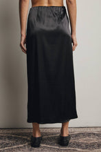 Load image into Gallery viewer, Midnight Muse Satin Side Slit Midi Skirt