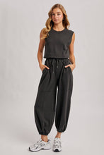 Load image into Gallery viewer, Out and About Drawstring Waist Sleeveless Knit Active Jumpsuit