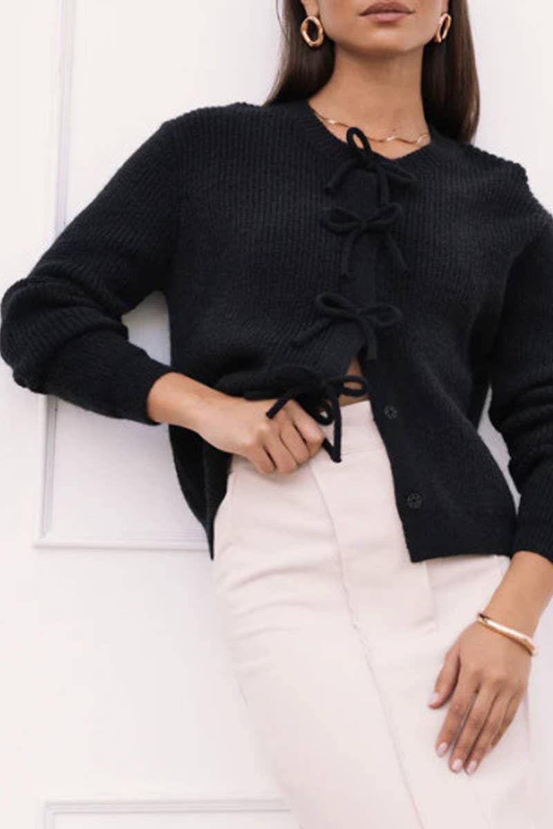 Pretty in Bows Snap Button Cardigan Sweater