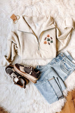 Load image into Gallery viewer, Fall Leaves Embroidered Half Zip Pullover Sweatshirt