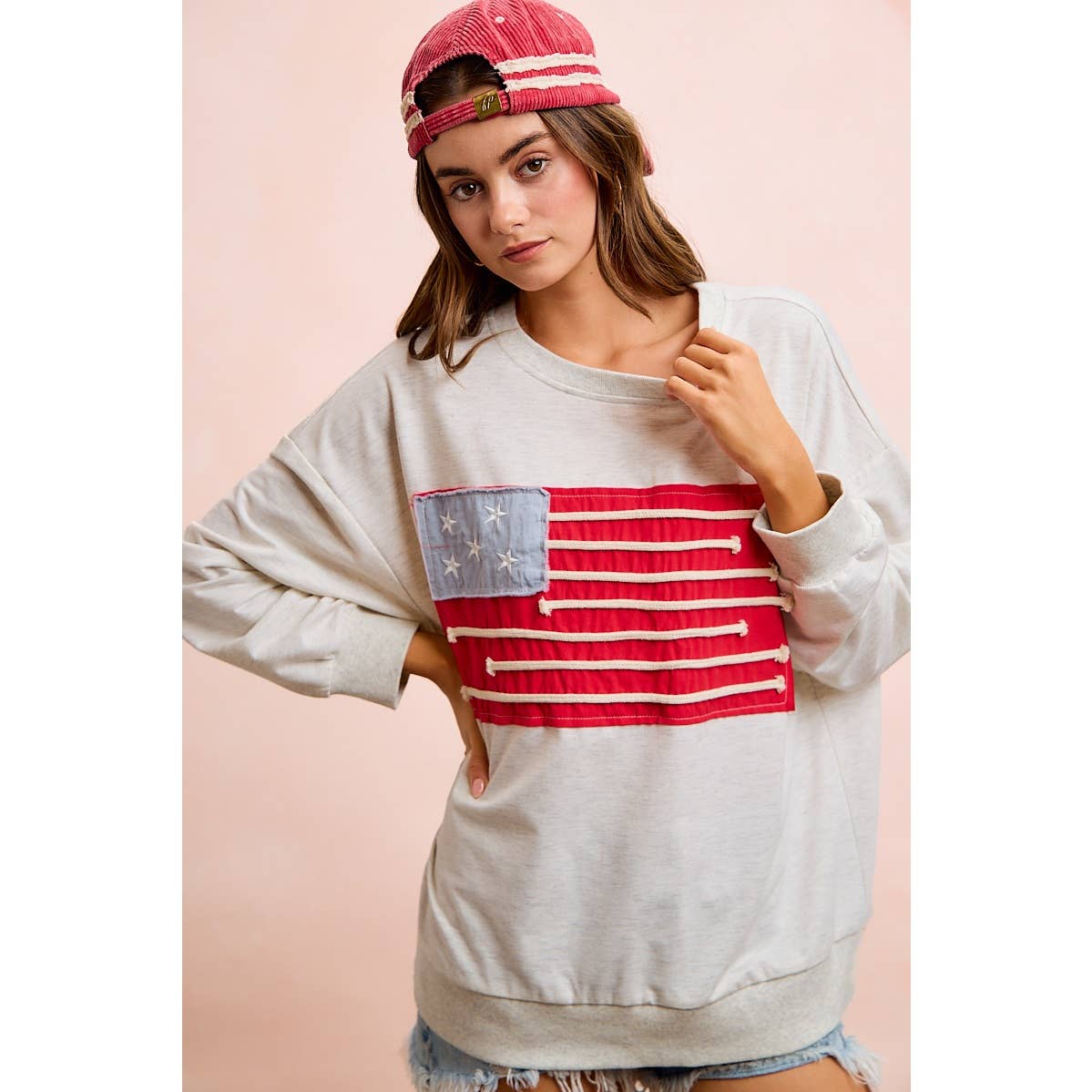 Liberty Lane American Flag Patch Top