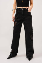 Load image into Gallery viewer, Lace Patchwork Straight Leg Jeans