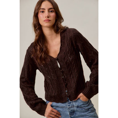 SWEATER WEAVING CARDIGAN TOP