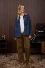 Load image into Gallery viewer, STRIPE CORDUROY COLLAR DENIM SHACKET