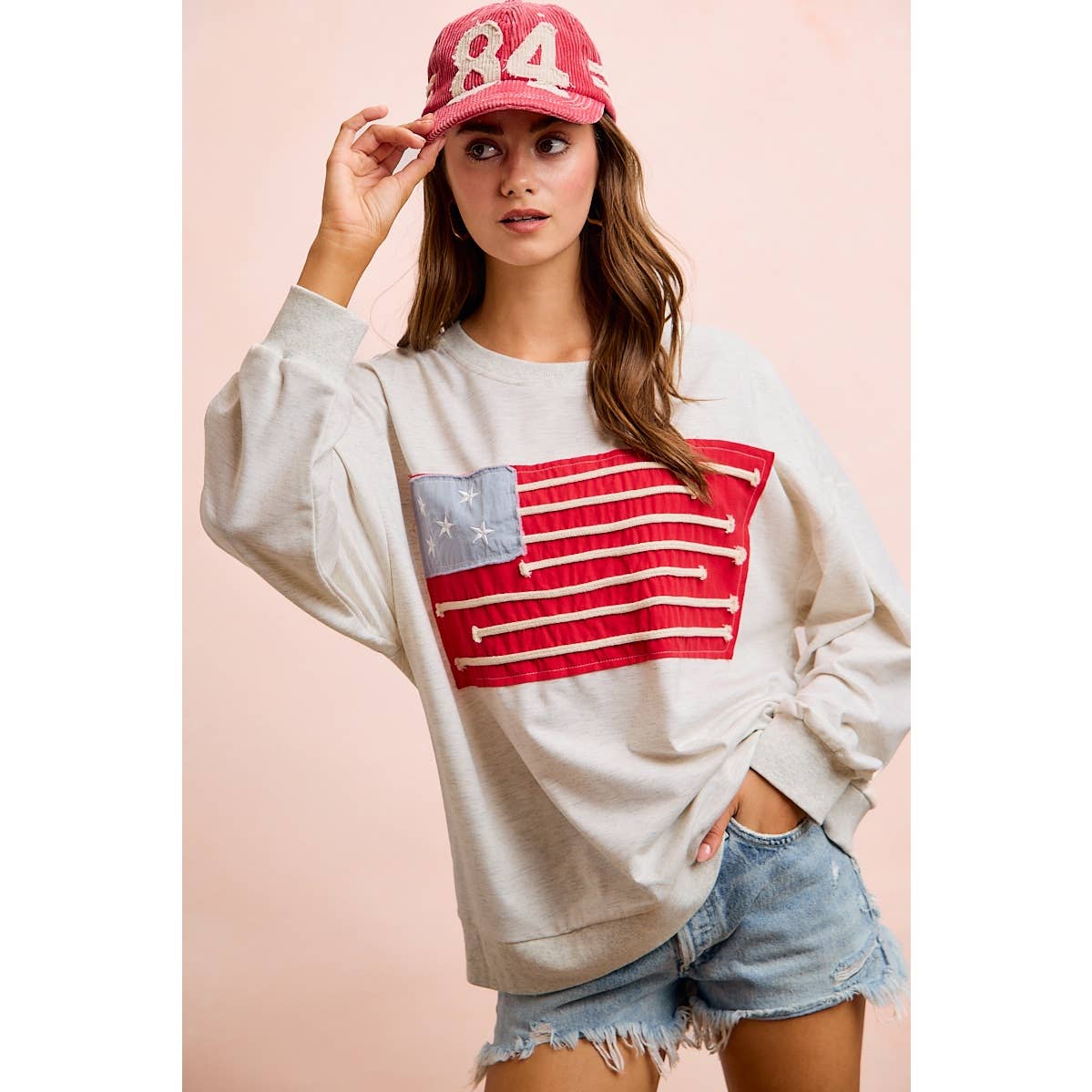Liberty Lane American Flag Patch Top