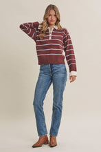 Load image into Gallery viewer, Modern Heritage Stripe Henley Twofer Sweater Top