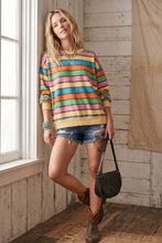 Load image into Gallery viewer, Oversized Mineral Washed Terry Stripe Pullover