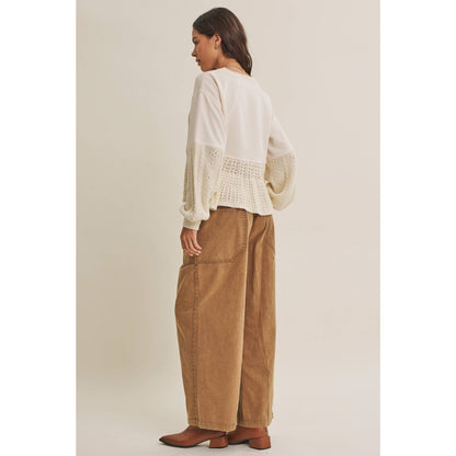 SOFT AUTUMN MIXED MEDIA SWEATER PANEL SWEATSHIRT