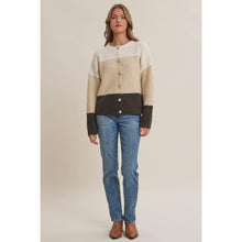 Load image into Gallery viewer, Morning Chai Color-block Sweater Cardigan