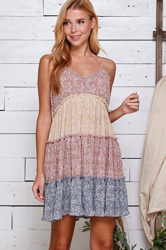 Patch Perfect Tiered Mini Dress