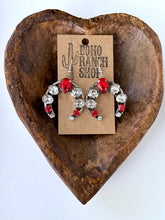 Load image into Gallery viewer, Glass Stone Squash Blossom Western Earrings