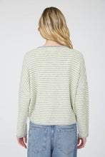 Load image into Gallery viewer, STRIPE RAW EDGE DROP SHOULDER KNIT CARDIGAN
