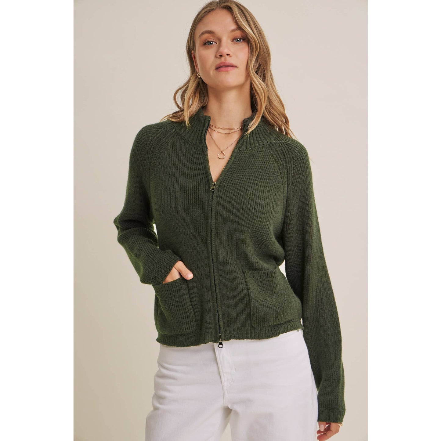 Simple Comfort 2-Way Zip Everyday Sweater Jacket With Pockets