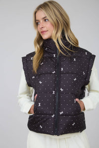 POLKA DOT & BOW PATTERN PUFFER VEST